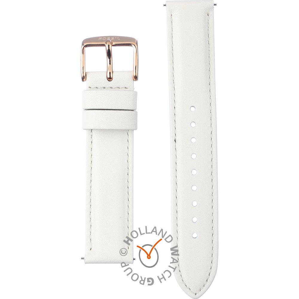 Fossil watch white hot sale leather band