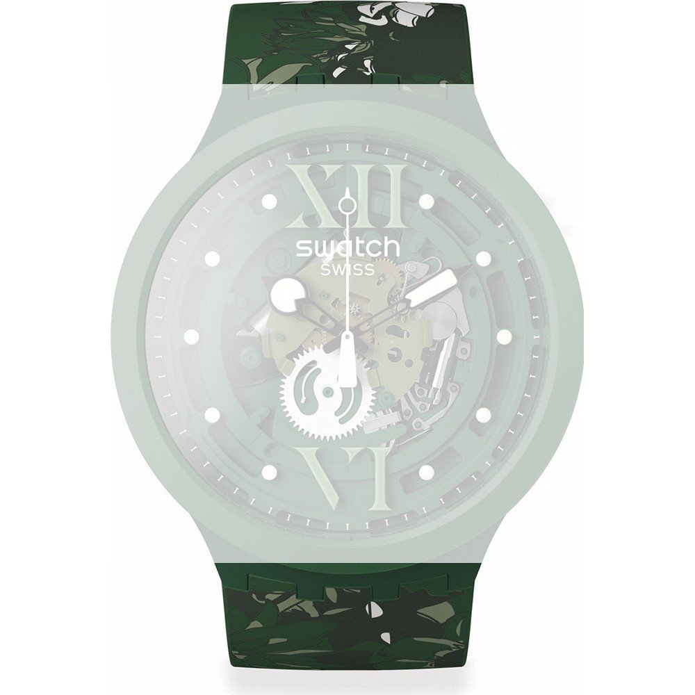 Swatch Big Bold Bioplastic ASB05G104 Camoflower Green Strap